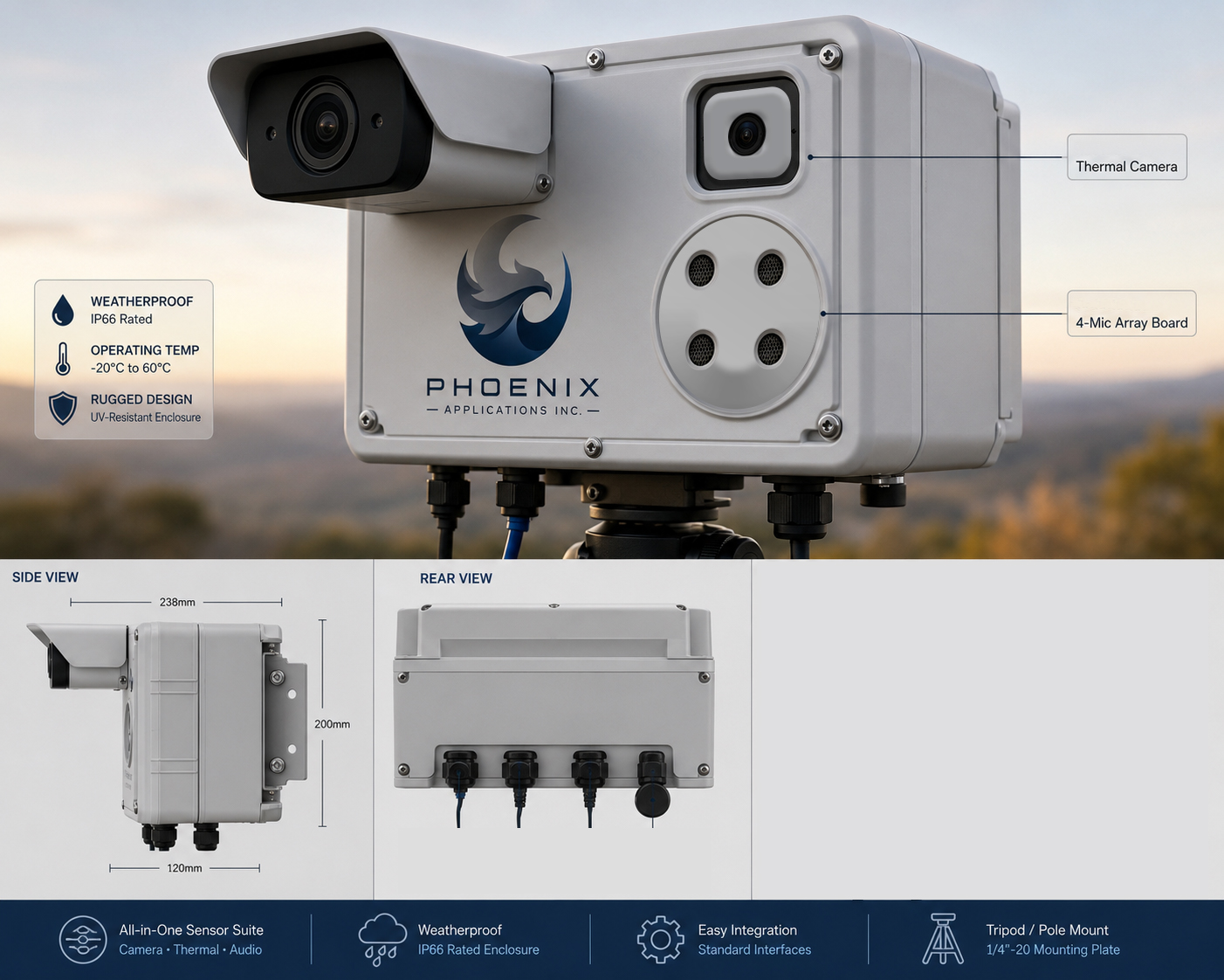 OculiSupra annotated views: side, rear, and internal layout